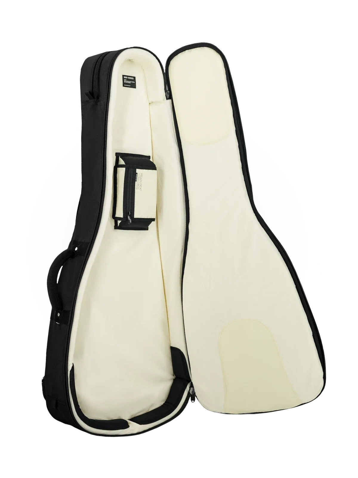 MONO × Tim Henson case laid open, showing both plush-lined guitar compartments